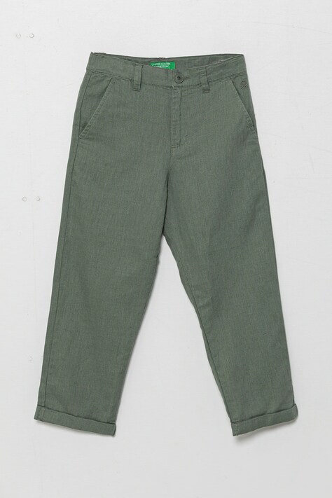 Παιδικό λινό παντελόνι United Colors of Benetton χρώμα: πράσινο, 43WBCF02U