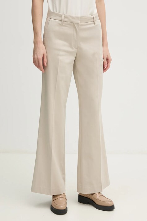 Nohavice Calvin Klein dámske, béžová farba, zvony, vysoký pás, K20K207838