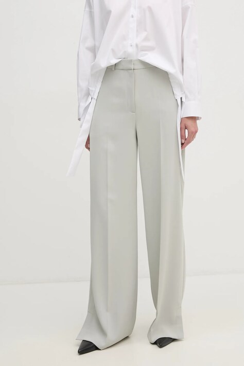 Calvin Klein pantaloni femei, culoarea gri, lat, high waist, K20K207876