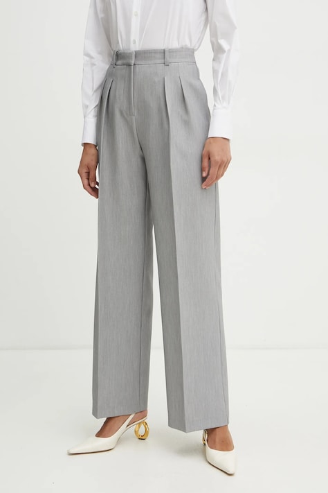 Штани Patrizia Pepe жіночі колір сірий широкі висока посадка 8P0669 A533