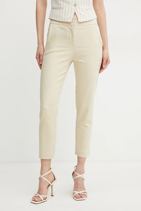 Patrizia Pepe pantaloni femei, culoarea bej, fason tigareta, medium waist, 8P0699 A543