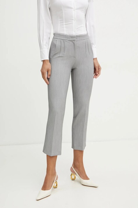 Patrizia Pepe pantaloni femei, culoarea gri, fason tigareta, high waist, 8P0700 A533
