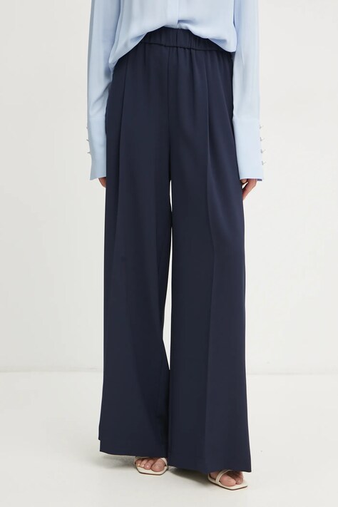 Kalhoty Patrizia Pepe dámské, tmavomodrá barva, široké, high waist, 8P0710 A545
