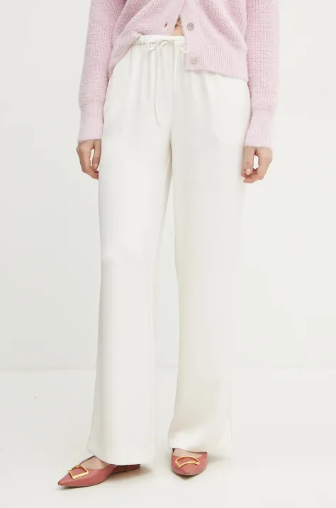 Hlače Armani Exchange za žene, boja: bež, široke, visoki struk, XW000143 AF10840