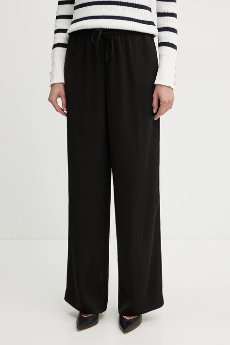 Armani Exchange pantaloni femei, culoarea negru, lat, high waist, XW000143 AF10840