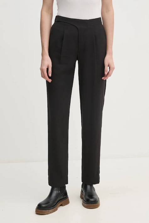 Calvin Klein Jeans pantaloni femei, culoarea negru, drept, high waist, J20J224846