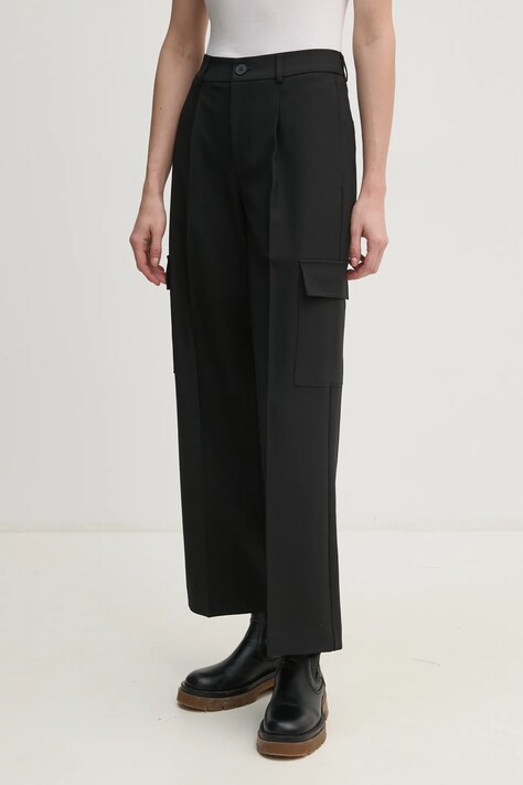 Calvin Klein Jeans pantaloni femei, culoarea negru, fason cargo, high waist, J20J224848