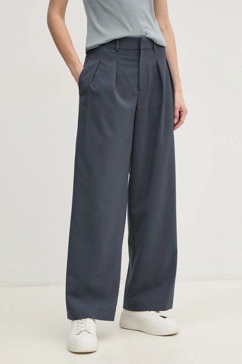 Calvin Klein Jeans pantaloni femei, culoarea gri, lat, high waist, J20J224849