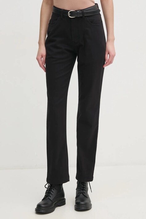 Kalhoty Calvin Klein Jeans dámské, černá barva, jednoduché, high waist, J20J224852