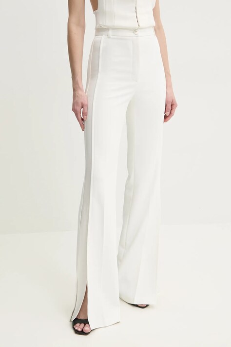 Штани Elisabetta Franchi жіночі колір бежевий кльош висока посадка PA06951E2
