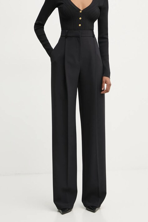 Elisabetta Franchi nadrág női, fekete, magas derekú egyenes, PA08151E2
