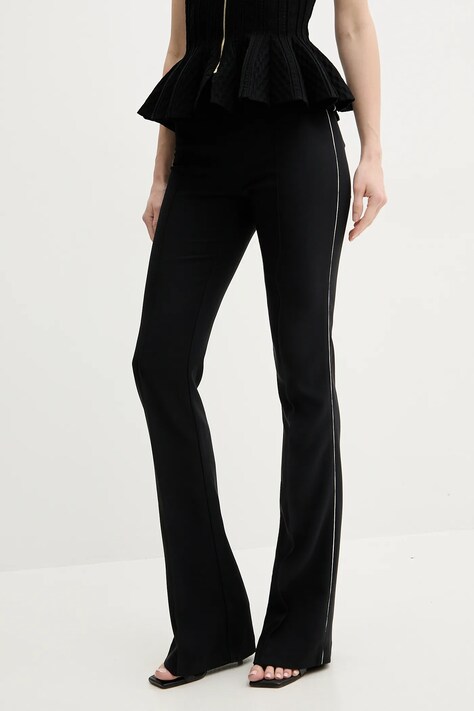 Kalhoty Elisabetta Franchi dámské, černá barva, zvony, high waist, PA08451E2
