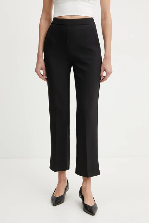 Elisabetta Franchi spodnie damskie kolor czarny proste high waist PA08951E2