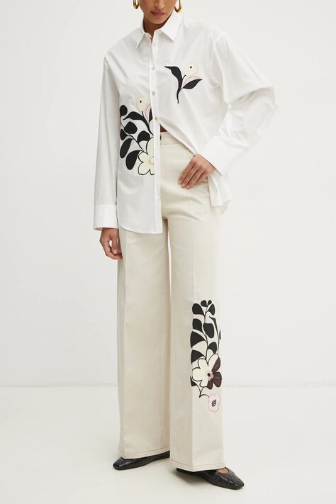 Forte Forte pantaloni femei, culoarea bej, lat, high waist, 13719bis.my pants