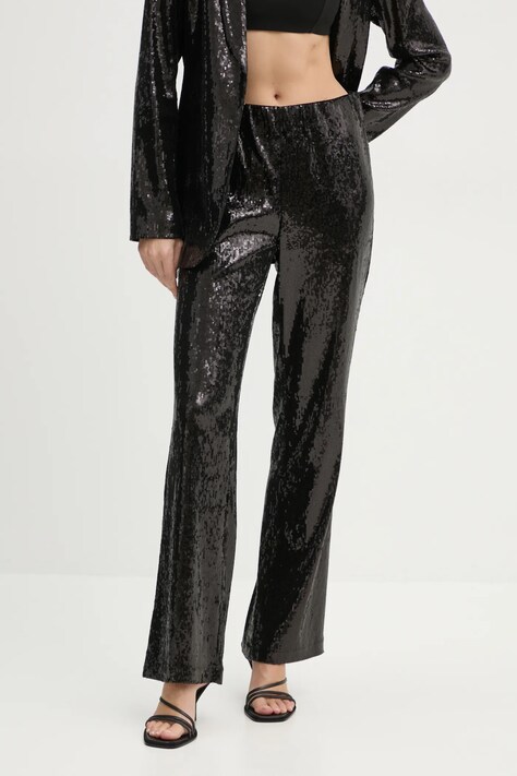 Bruuns Bazaar spodnie damskie kolor czarny proste medium waist BBW4072