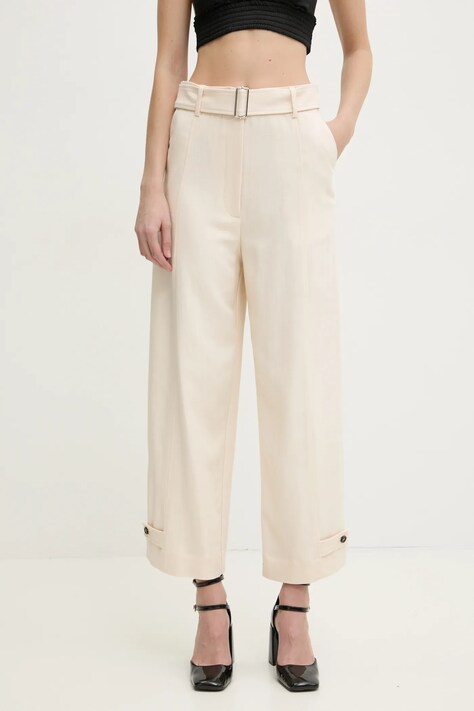 Панталон MSGM в бежово с кройка тип чино, с висока талия 3841MDP09.257106