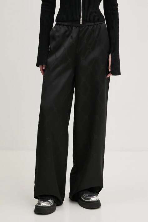 HUGO pantaloni femei, culoarea negru, lat, high waist, 50538802