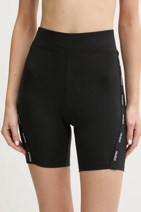 HUGO pantaloni scurți de lounge culoarea negru, cu imprimeu, high waist, 50531689