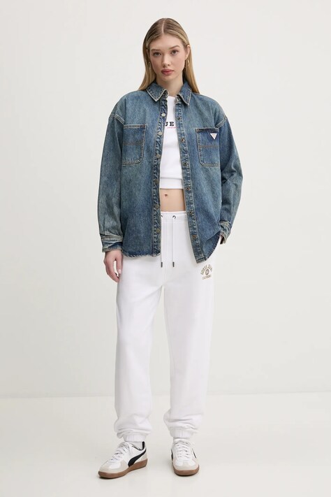 Бавовняні спортивні штани Guess Jeans — SS25-SPD03E, білий — фото 2
