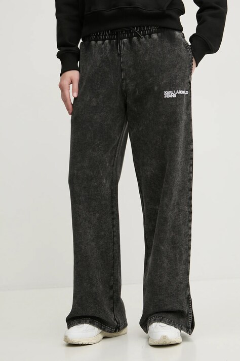 Nohavice Karl Lagerfeld Jeans dámske, šedá farba, melanžové, A1W10057