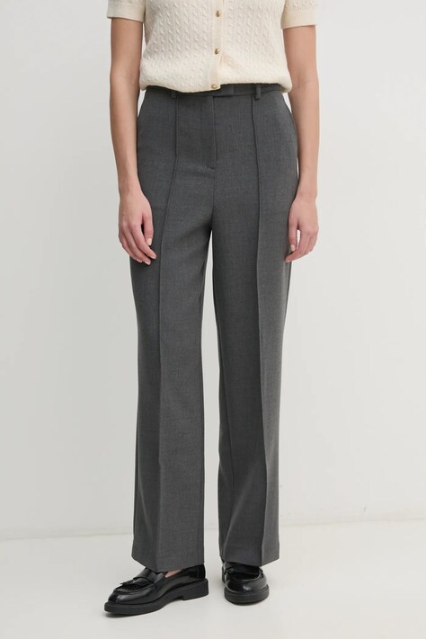 Tommy Hilfiger pantaloni femei, culoarea gri, drept, medium waist, WW0WW43875