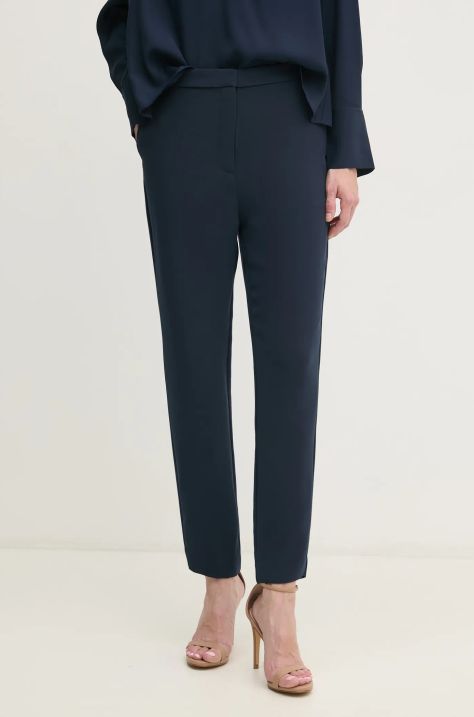 Tommy Hilfiger pantaloni femei, culoarea albastru marin, fason tigareta, high waist, WW0WW45450