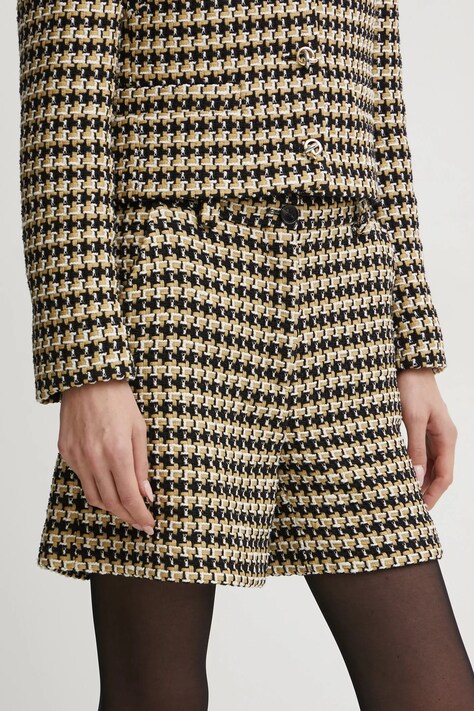 Kraťasy BOSS dámské, černá barva, vzorované, high waist, 50535205