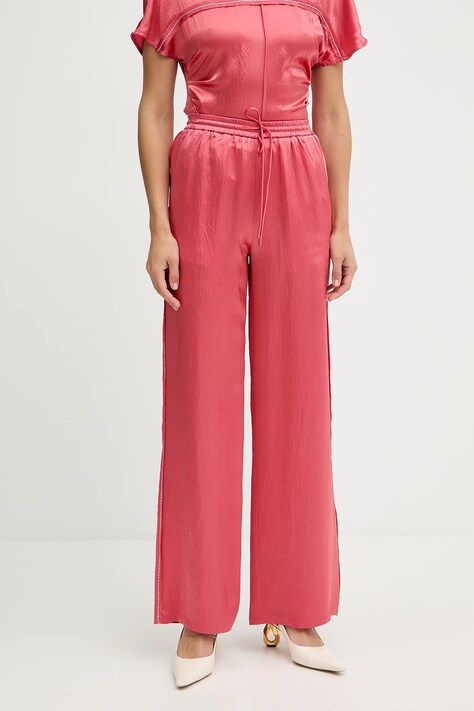 Pinko pantaloni culoarea roz, lat, high waist, 104595 A2BU