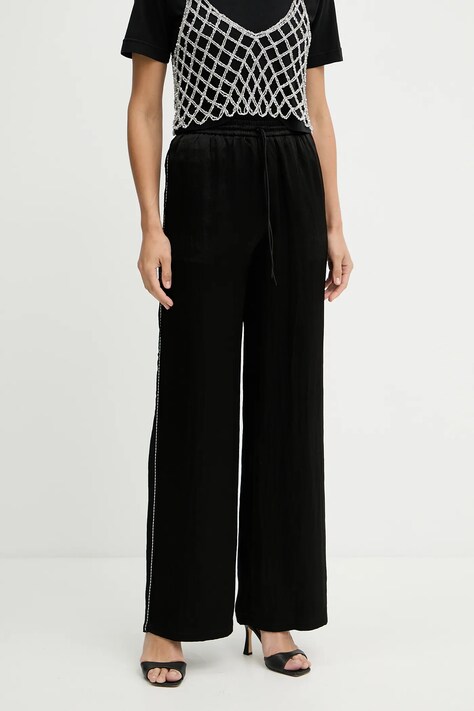 Kalhoty Pinko dámské, černá barva, široké, high waist, 104595 A2BU