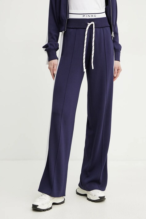 Pinko pantaloni de trening femei, culoarea bleumarin, uni, 104888 A2FQ