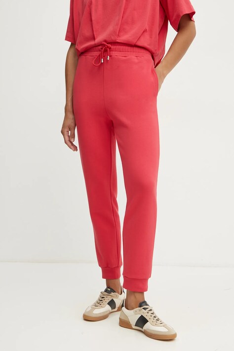 Pinko pantaloni de trening din bumbac culoarea rosu, neted, 100371 A2BZ