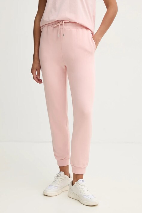 Pinko pantaloni de trening din bumbac culoarea roz, neted, 100371 A2BZ