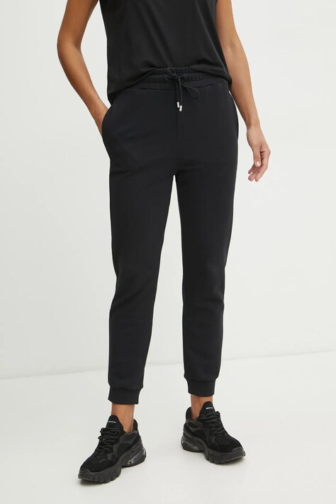 Pinko pantaloni de trening din bumbac culoarea negru, neted, 100371 A2BZ