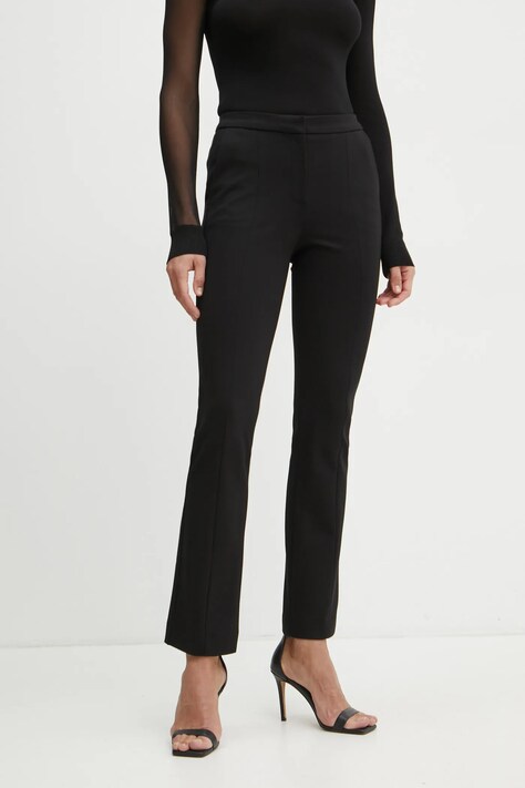 Karl Lagerfeld pantaloni femei, culoarea negru, mulata, medium waist, A1W10014