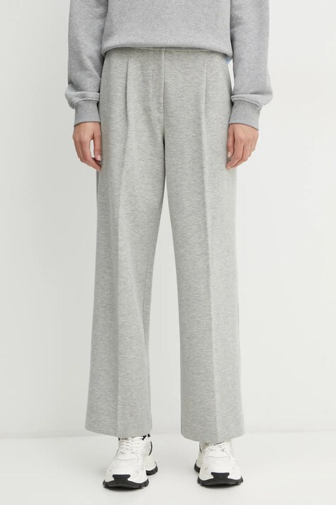 Karl Lagerfeld pantaloni femei, culoarea gri, lat, high waist, A1W10066