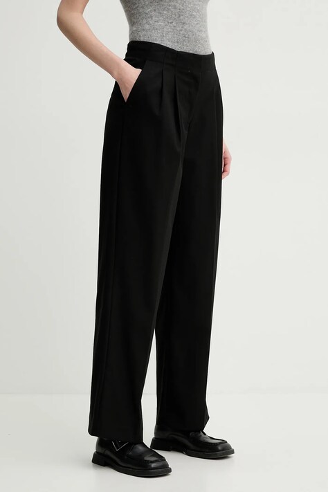 2NDDAY pantaloni Carter femei, culoarea negru, lat, high waist, 2251161120