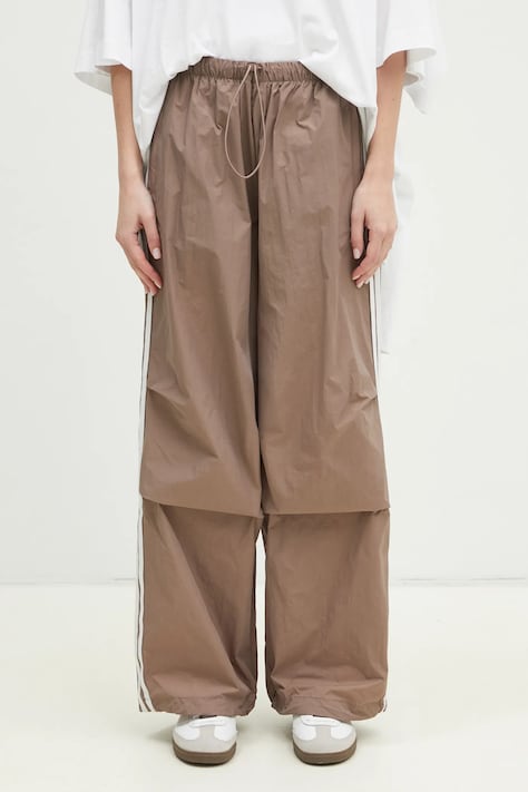 Kalhoty adidas Originals Adicolor dámské, hnědá barva, vzorované, JD3126