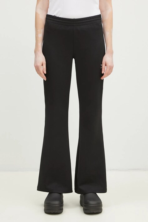 adidas Originals pantaloni 3- Stripes Flared femei, culoarea negru, modelator, JC5783