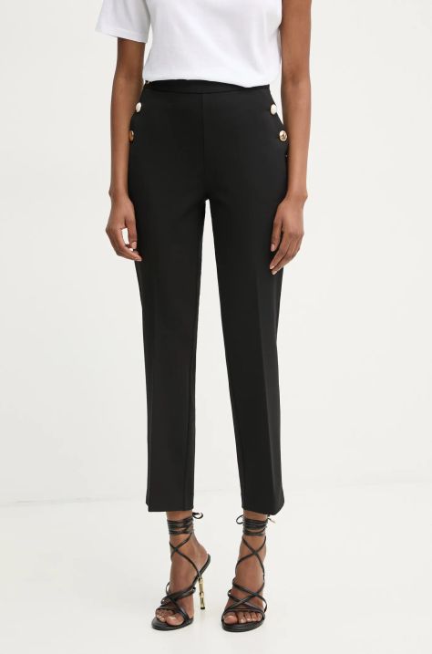 Twinset pantaloni femei, culoarea negru, fason tigareta, high waist, 251TP2137