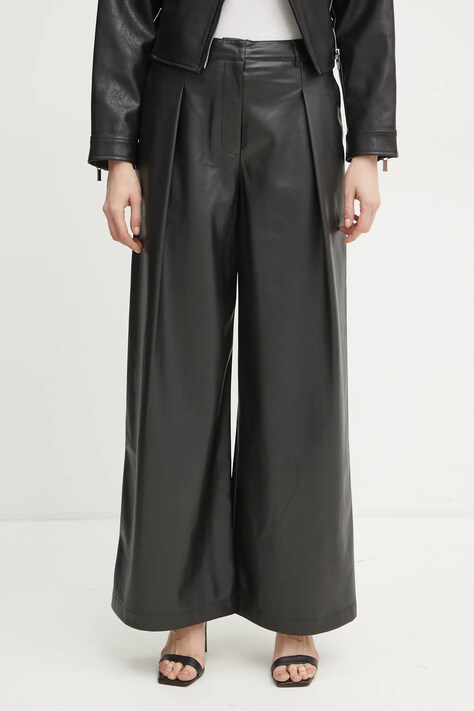 Kalhoty Twinset dámské, černá barva, široké, high waist, 251TP2344