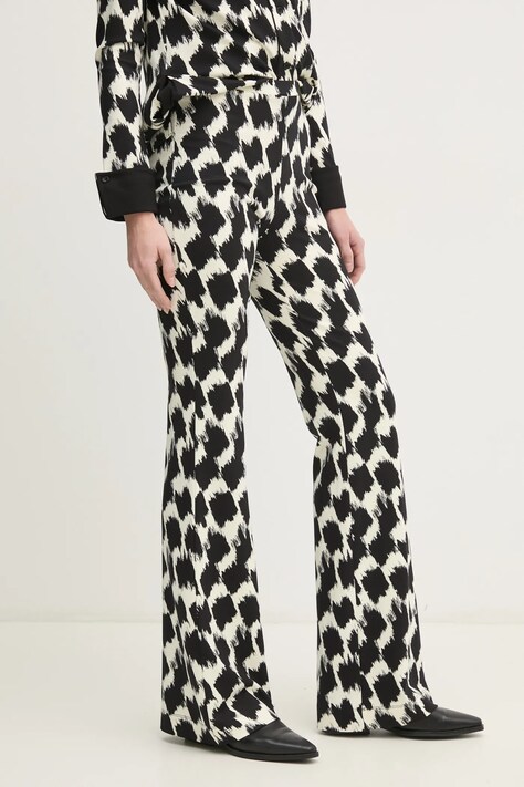 Kalhoty DIANE VON FURSTENBERG dámské, černá barva, zvony, high waist, DVFPL4S002