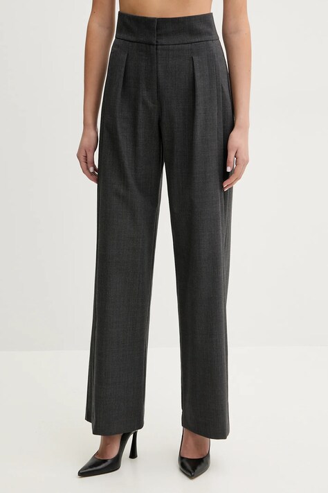 IRO pantaloni din lana femei, culoarea gri, drept, high waist, WP23CATANI