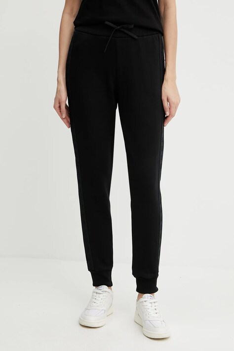 Bavlněné tepláky Armani Exchange dámské, černá barva, s aplikací, XW000503 AF12804