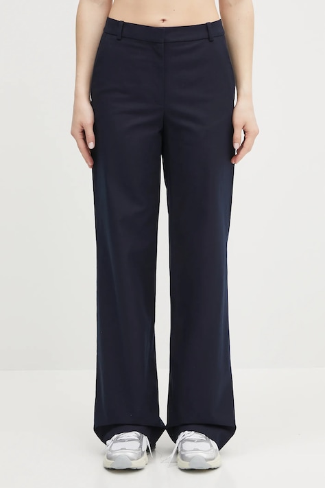 Bavlněné kalhoty A.P.C. pantalon margaret dámské, tmavomodrá barva, široké, high waist, COHFU.F08476