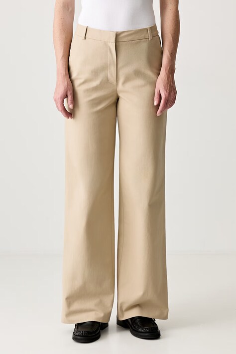 A.P.C. pantalon margaret панталон от памук дамски бежов с висока талия COHFU.F08476