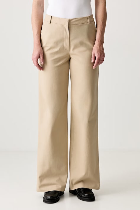 A.P.C. pantalon margaret kalhoty bavlněné dámské béžové high waist COHFU.F08476