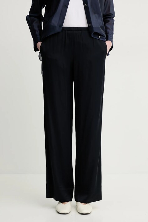 Marc O'Polo pantaloni femei, culoarea albastru marin, drept, high waist, 502132810047