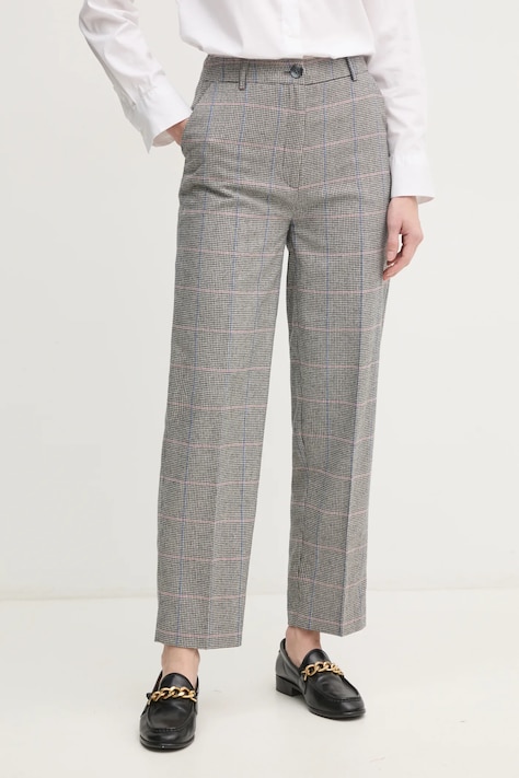 Pepe Jeans gyapjú nadrág FLORINE szürke, magas derekú egyenes, PL211799