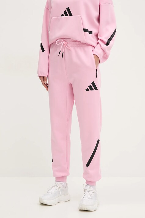 adidas pantaloni de trening Z.N.E. femei, culoarea roz, JC5405