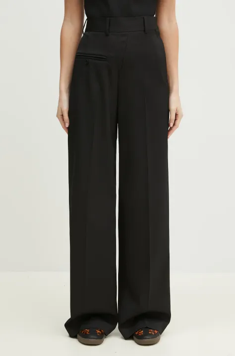 MM6 Maison Margiela spodnie z domieszką wełny damskie kolor czarny proste high waist S52KA0516